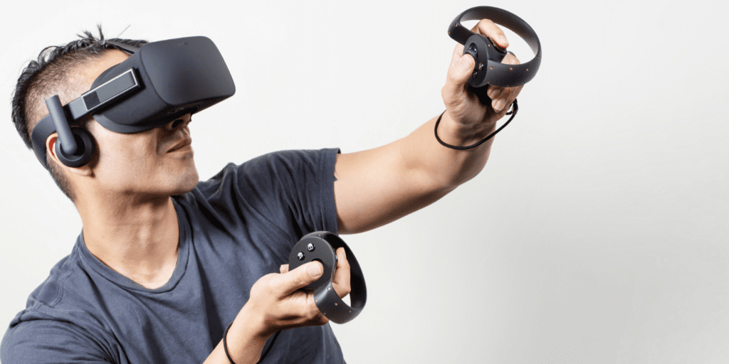 A gamer using a VR headset
